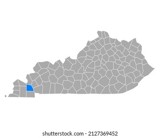 Map of Marshall in Kentucky on white