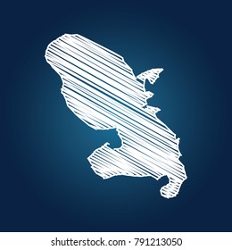 Map of Martinique, Drawing map on blackboard of Martinique. drawn on chalkboard with scribbled map of Martinique can be use for education. vector illustration.
