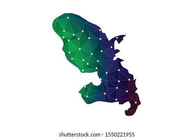 Map of Martinique. Wire frame 3D mesh polygonal network line, design sphere, dot and structure. communications map of Martinique. Vector Illustration EPS10.
