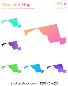 Map of Maryland with beautiful gradients. Beauteous set of Maryland maps. Imaginative vector illustration.