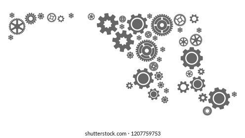 Map of Maryland State created with gray engine symbols. Vector abstract collage of map of Maryland State with technical symbols. Engineering flat design for repair projects.