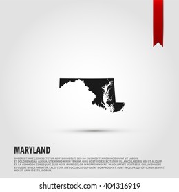 Map of the Maryland state. Vector illustration design element. Flat style design icon.