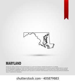 Map of the Maryland state. Vector illustration design element. Flat style design icon.