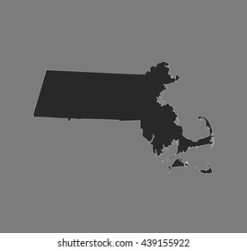 Massachusetts Us State Vector Silhouette Outline Stock Vector (Royalty ...