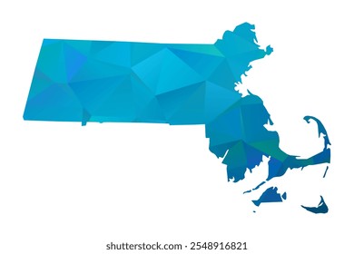 Map of Massachusetts - Blue Polygonal Design For Your. Vector illustration eps 10.
