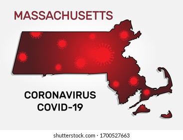 Karte des Status von Massachusetts und der Infektion mit Coronavirus
