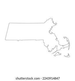 Map of the Massachusetts state in white color isolated on white background. Vector illustration
