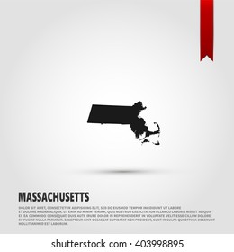 Map of the Massachusetts. Vector illustration design element. Flat style design icon.