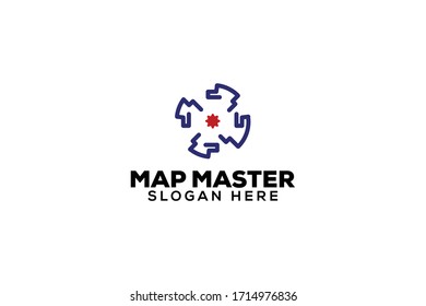 map master badge logo vector concept with simple, unique, modern and elegant styles on white background