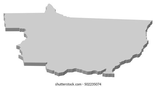 Map - Mato Grosso (Brazil) - 3D-Illustration