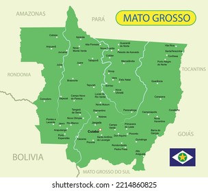 Mapa de ilustraciones vectoriales del Mato Grosso en Brasil