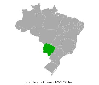 Mapa de Mato Grosso do Sul en Brasil en blanco