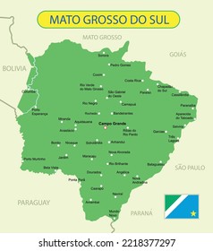 Map of the Mato Grosso do Sul in Brazil. Vector illustration