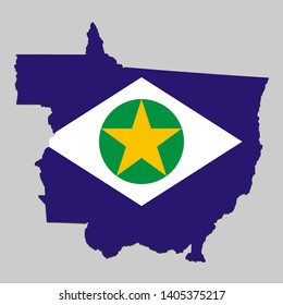 Map of Mato Grosso is a state of Brazil with flag. Vector Illustration