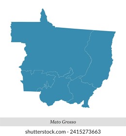 mapa de Mato Grosso es un estado de Brasil con mesorregiones fronterizas