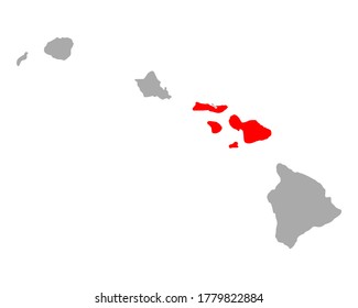Map of Maui in Hawaii on white