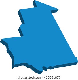 A map of Mauritania 3D on white background