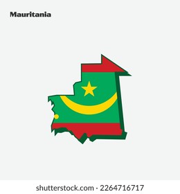 Map of Mauritania flag shape. Vector illustration. Eps 10