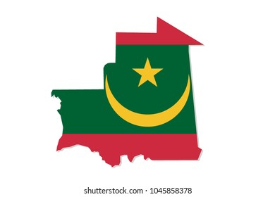 Map of Mauritania with flag,vector illustration