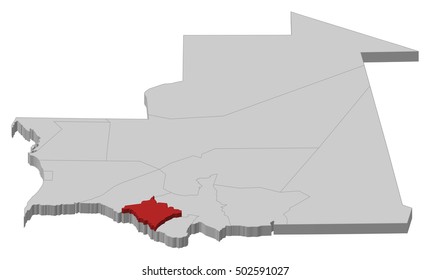 Map - Mauritania, Gorgol - 3D-Illustration