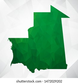 Map of Mauritania - Green Geometric Rumpled Triangular , Polygonal Design For Your . Vector illustration eps 10