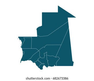 Map of Mauritania - High detailed on white background. Abstract design vector illustration eps 10.
