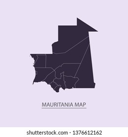 Map of Mauritania - High detailed map violet outline map with caption on violet background.Abstract design vector illustration eps 10.