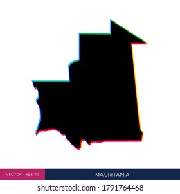 Map of Mauritania in multicolor style on the border vector design template