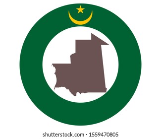 Map of Mauritania on background with flag