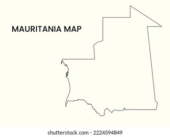 Map of Mauritania, Outline Map Mauritania vector Illustration, Map of Mauritania with an outline. Mauritania map.