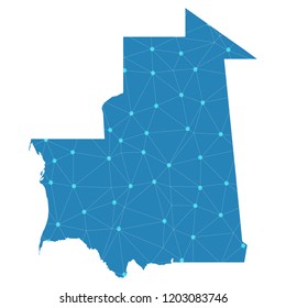 Map of Mauritania from Polygonal wire frame low poly mesh,Mauritania map Vector Illustration EPS10.