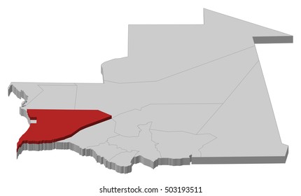 Map - Mauritania, Trarza - 3D-Illustration