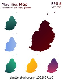 Map of Mauritius with beautiful gradients. Attractive set of island maps. Appealing vector illustration.