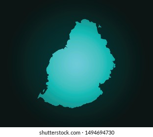 Map of Mauritius green vector isolated on dark background. High detailed green vector map, Mauritius symbol for your web site design map - Vector illustration eps 10.