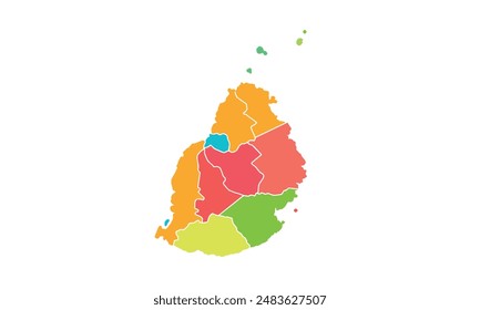 Map of Mauritius isolated modern colorful style. for website layouts, background, education, precise, customizable, Travel worldwide, map silhouette backdrop, earth geography, political, reports. 