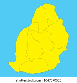Map of Mauritius isolated on a blue background.