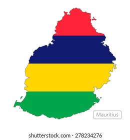 Map of Mauritius with an official flag. Illustration on white background