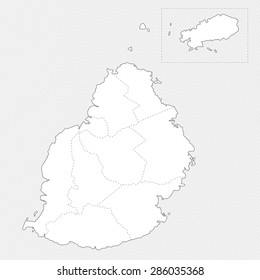 Map of Mauritius on gray background. Administrative division