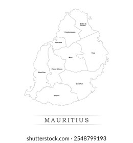 Karte von Mauritius mit Vertretung der Verwaltungseinheiten