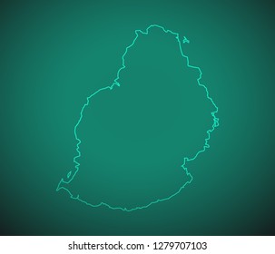 Map of Mauritius,Green map on dark background. Vector illustration eps 10.
