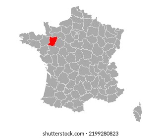 Map of Mayenne in France on white