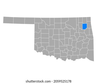 Mapa de Mayes en Oklahoma en blanco
