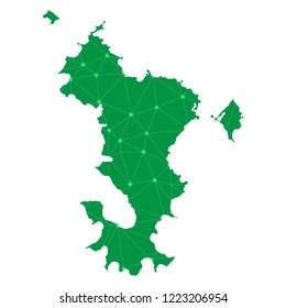 Map of Mayotte from Polygonal wire frame low poly mesh,Mayotte map Vector Illustration EPS10.