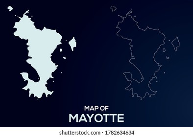 Map of Mayotte vector silhouette isolated.Abstract design, High detailed silhouette illustration. Full Editable Mayotte map vector file.