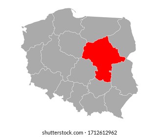 Map of Mazowieckie in Poland on white