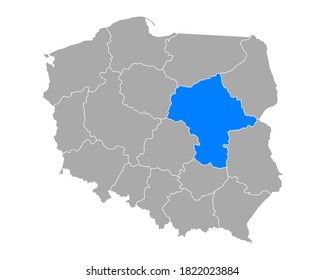 Map of Mazowieckie in Poland on white