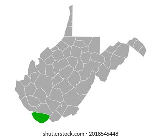 Mapa de McDowell en Virginia Occidental en blanco