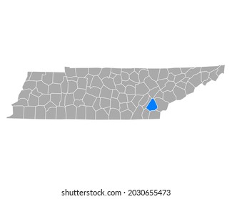 Mapa de McMinn en Tennessee en blanco