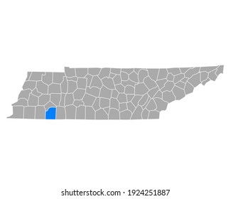 Mapa de McNairy en Tennessee sobre blanco