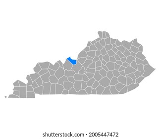 Karte von Meade in Kentucky auf Weiß